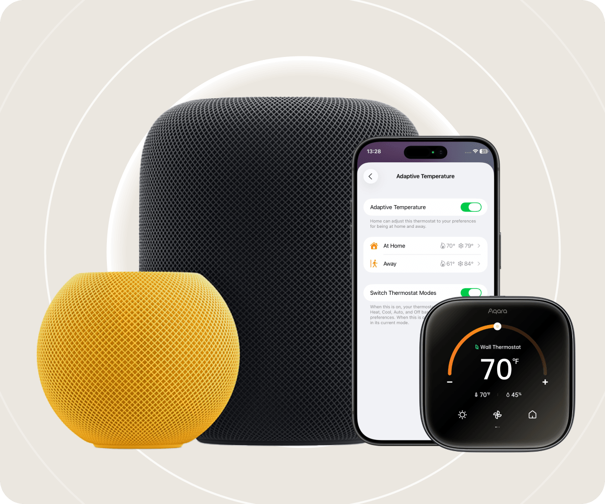 Nhiệt độ thích ứng — HomePod, HomePod mini, iPhone và Aqara Wall Thermostat